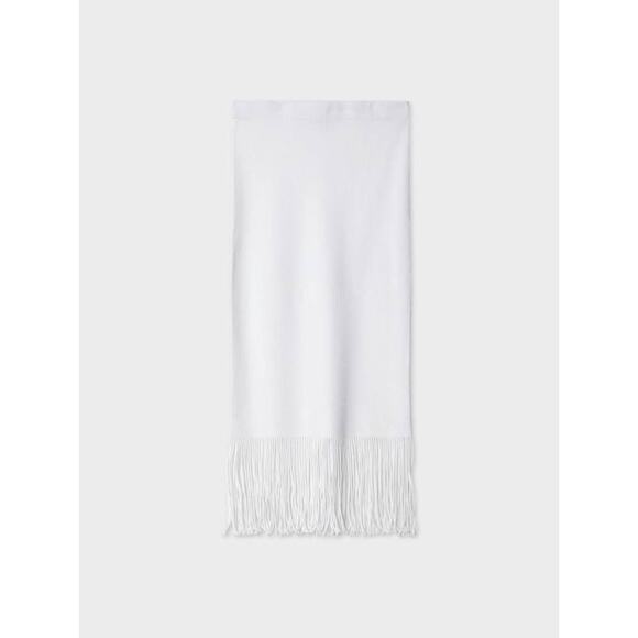 White + Warren Fringed Rib Skirt in White M - Picture 2 of 2